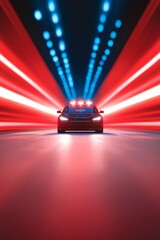 Aufkleber - Futuristic Automotive Innovation Sleek Electric Car with Dynamic LED Light Trails Advanced Urban Transport Design for Tech-Savvy Millennials