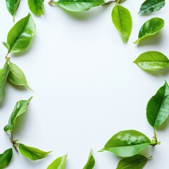 Fototapete - Green leafy border surrounds an empty space ideal for adding personalized text or messages. Generative AI