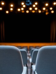 Fototapete - Contemporary Theater Event Setup Modern Upholstered Seating in Auditorium with Dynamic Lighting - Engaged Audience Experience and Event Design for Corporate Conferences