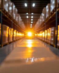 Aufkleber - Advanced Warehouse Lighting Design Industrial LED Illuminates Modern Logistics Center with Smart Automation - Enhancing Efficiency and Sustainability in Distribution Industry