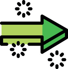 Wall Mural - green arrow pointing right with loading icons, symbolizing data transfer or processing