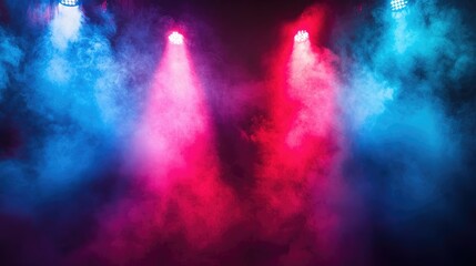 Sticker - Vibrant red and blue laser lights cross paths, creating an energetic concert background with smoke effects.