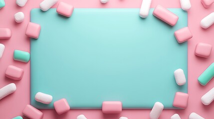 Wall Mural - Colorful Pastel Palette with Pink and Mint Foam Shapes on a Soft Background for Creative Projects