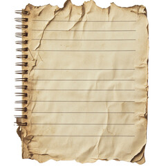 Poster - A close-up image of an old, torn, spiral-bound notebook with lined paper, displaying a vintage aesthetic.