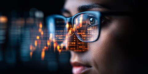 Fototapete - Futuristic Trading Terminal Neural Network-Enhanced Stock Market Visuals with Data Overlays and Indicators for Financial Sector Optimization and Digital Strategy