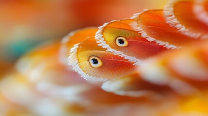 Wall Mural - Abstract Orange and White Feathery Wings Closeup