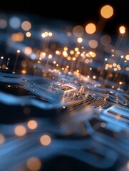 Aufkleber - Cybersecurity Circuitry with Dynamic Light Flow Innovative Network Protection Visualization for Tech Industry Marketing and Data Defense Strategy