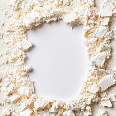 Poster - White Crumbled Texture with Empty Center Space for Creative Design and Artistic Background Purposes