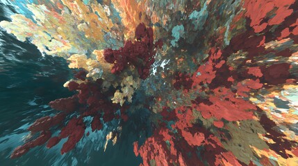 Wall Mural - Abstract AI Generated Art, Vibrant Red, Orange, and Teal Color Explosion