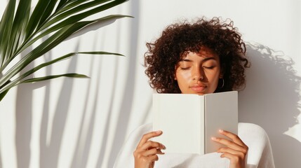 Poster - Scandinavian Reading Nook Hispanic Teen with Book in Soft Textures and Natural Light - Enhancing Neurodiverse Student Experiences for Educational Content and Learning Spaces