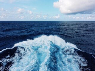 Poster - Aerial Maritime Serenity Deep Blue Ocean Waves Captured from Above - Inspiring Global Trade Visuals for Innovative Shipping Logistics and Nautical Marketing