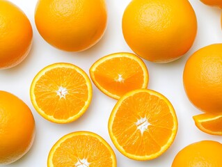 Wall Mural - Juicy Oranges Slices Top View Flatlay Photography