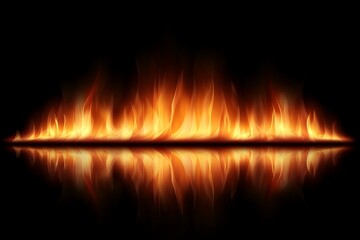 Fototapete - Flames dancing in a dark space with reflections creating a mesmerizing visual effect