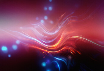 Poster - Abstract sci-fi background featuring a double exposure effect.  Swirling, luminous lines in vibrant red, orange, and blue hues create a dynamic, energetic composition.  Soft bokeh adds depth.