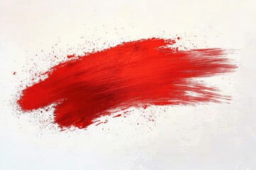 Aufkleber - Bright red brushstroke on canvas showcasing artistic expression and creativity in a minimalist style