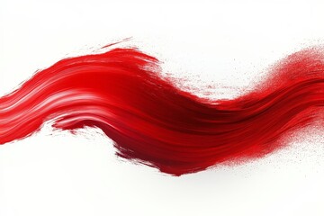 Fototapete - Dynamic red brush stroke flowing gracefully across a white canvas background