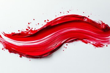 Aufkleber - Bright red paint stroke on white canvas showcasing artistic expression and creativity in a modern art context