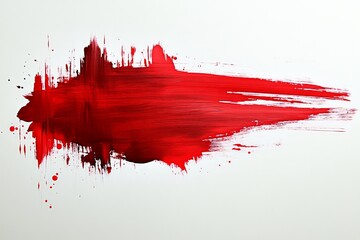 Fototapete - Red brushstroke art on white canvas creates vibrant and bold visual impact in abstract expression