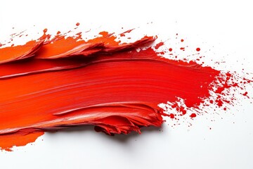 Aufkleber - Vibrant red paintbrush strokes on a clean white background creating a dynamic artistic effect
