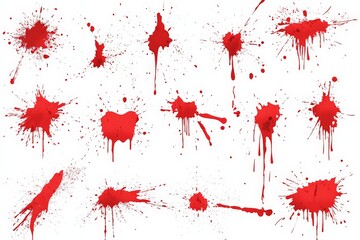 Poster - Red paint splatters create an artistic and vibrant background for creative projects and design work
