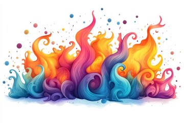 Aufkleber - Colorful abstract flames with swirling patterns in vibrant hues showcasing creativity and energy