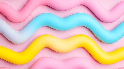 Wall Mural - Colorful Waves of Smooth Curved Lines in Pastel Shades for Abstract Backgrounds and Designs