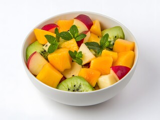 Sticker - Delicious Fresh Fruit Salad in Bowl,  Mango, Kiwi, Apple Mix