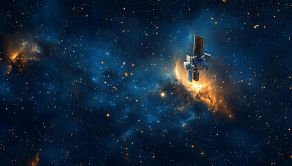 Wall Mural - Satellite in Deep Space Nebula.