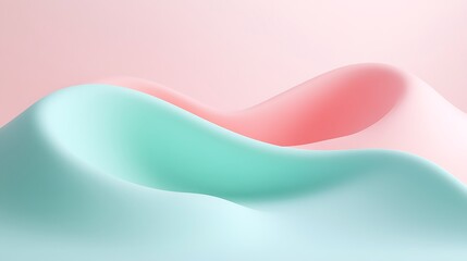 Wall Mural - Soft Fluid Abstract Waves in Pastel Colors of Pink and Mint Green for Artistic Design Backgrounds