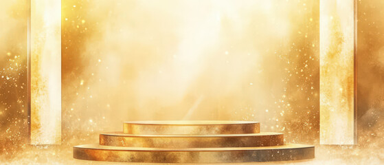 Wall Mural - A gold stage with a spotlight on it