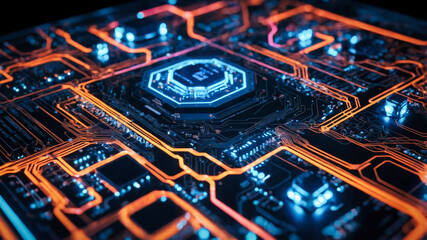 Wall Mural - futuristic high-tech circuit board layout