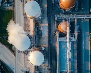 Poster - Industrial Aesthetic Security Steel Mesh Fencing Enclosing Oil Plant Infrastructure - Robust Boundary Solutions for Energy Sector Safety and Infrastructure Protection