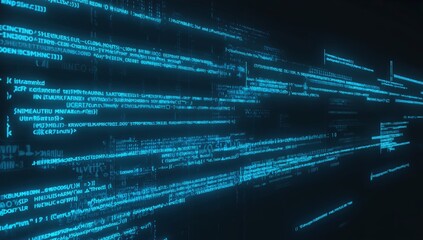 Digital code streams, futuristic data flow, technology background, website banner