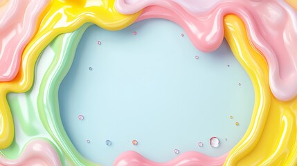 Wall Mural - Vibrant Colorful Fluid Shapes with Bubbles on Smooth Background for Creative Design and Art Inspiration