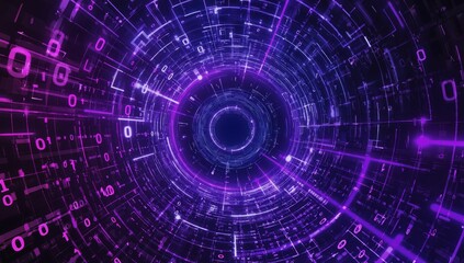 Digital tunnel, binary code, data flow, futuristic background, tech concept