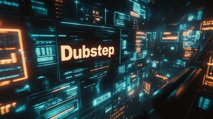 Canvas Print - Futuristic Digital Display with Dubstep Theme