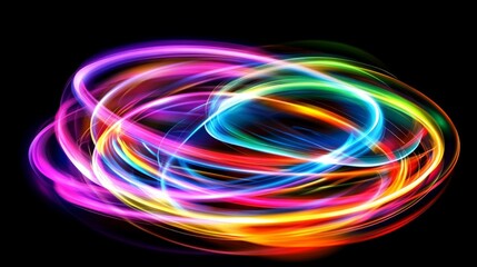 Wall Mural - Colorful light trails in a long-exposure vector illustration produce vibrant motion blur effects.