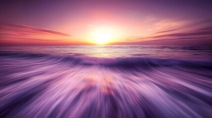 Wall Mural - Stunning Purple Sunset Ocean Wave Seascape