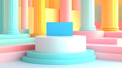 Wall Mural - Pastel Columns Abstract Background Mockup Display