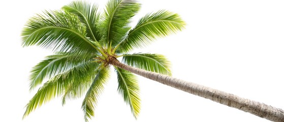 Poster - Lush Green Coconut Palm Tree Isolated on White Background