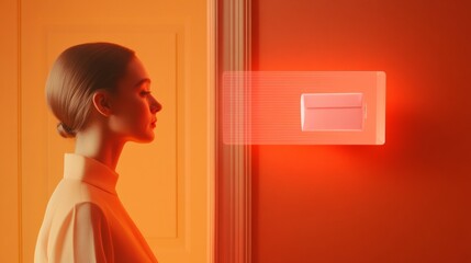 Aufkleber - Contemporary Digital Doorbell in South Korean Home Cool-Toned Video Interface for Package Security and Modern Comfort in Urban Apartments - Ideal for Smart Living Solutions