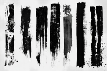 Aufkleber - Unique abstract black and white brush strokes on textured background for artistic inspiration and design