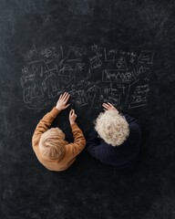 Fototapete - Chalkboard Geometry Students Solving Equations Amid Modern Classroom Design - Enhancing Analytical Skills and STEM Learning for Educational Innovation