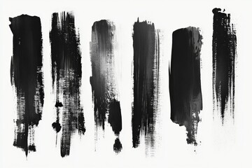 Poster - Artistic black brush strokes display on canvas creating bold visual contrasts and textures in modern abstract design