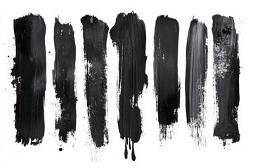 Aufkleber - Striking black paint strokes arranged vertically on a white canvas showcasing artistic texture and contrast