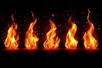 Poster - Vibrant flames dance against a dark background, creating a captivating visual display of warmth and energy