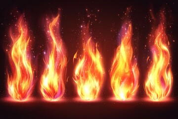 Poster - Bright flames flicker in an immersive display of fiery colors and movement, illuminating the dark backdrop