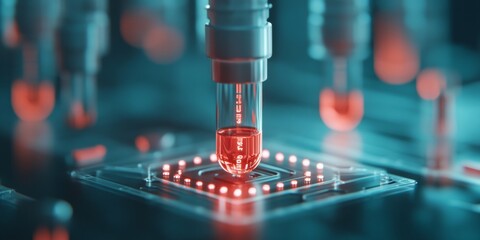 Poster - AI-Driven Laboratory Precision Robotics with Futuristic LED Textures in Clinical Research - Enhancing Scientific Breakthroughs and Automation in Biotech Labs