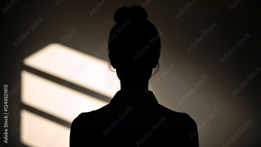 Elegant female silhouette captured in backlight shadow Stock Photo ...