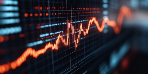 Aufkleber - Futuristic Financial Display Digital Stock Market Graph on LED Screens - Advanced Business Analytics and Data Visualization for Strategic Investment Decisions